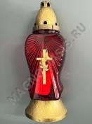 Лампада стеклянная Крест со сменным блоком красная 30 см