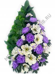 Венок с пионом и анемоной выс.105/120см ш.60см