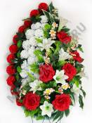 Венок "Ассорти" с гвоздикой и розой выс. 100/125 см шир. 60см