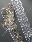 Кружево Полька с золотым или серебрянным рисунком 6,4 см