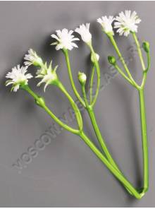 Добавка пласт. тройной белый цветочек 9см 