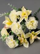 Букет гвоздик с орхидеей 9гр 45см (бел жел слив кр-бел сир роз-перс)