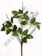 ***Нога для букета с листом и белыми цветочками 7гр 45см